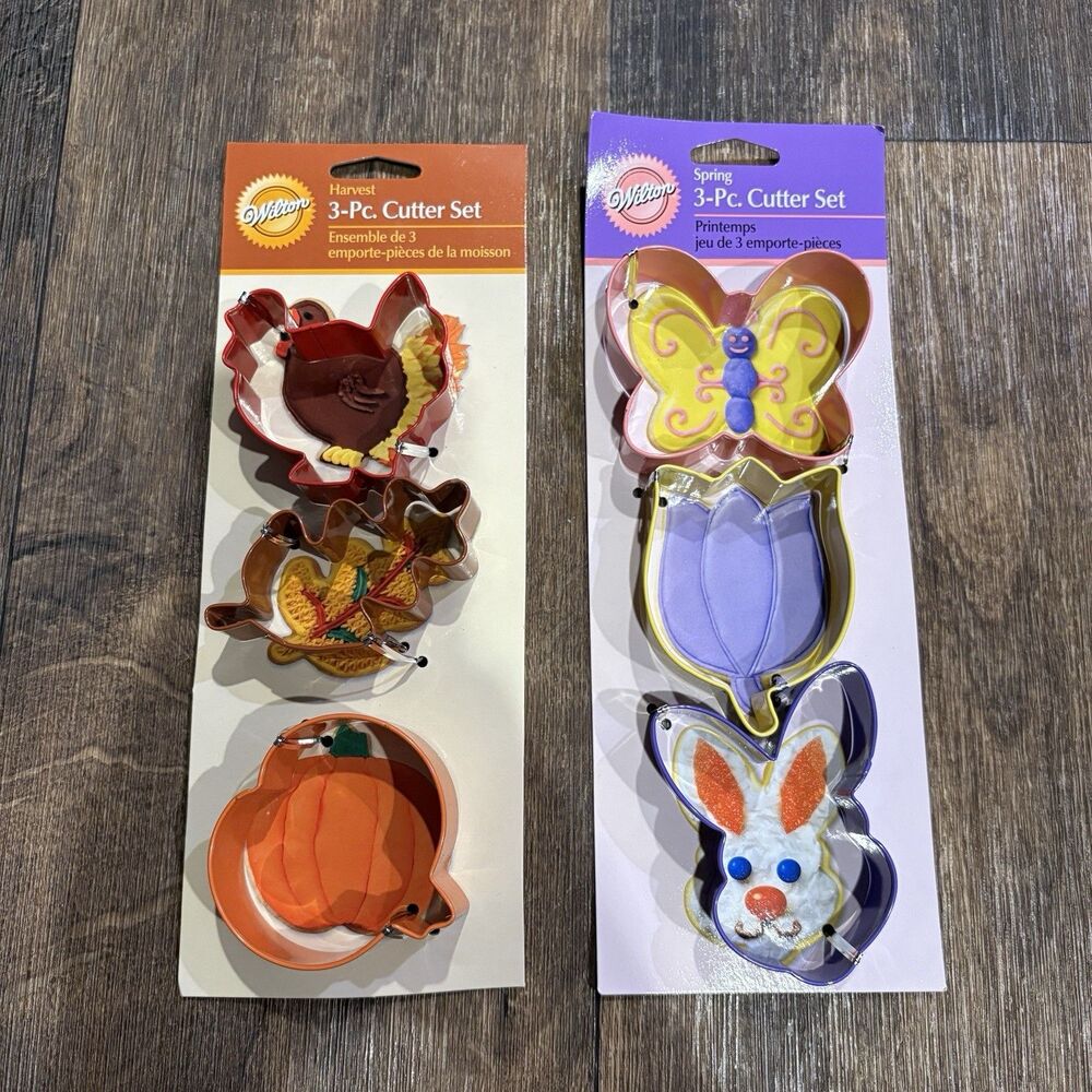 Wilton Seasonal Cookie Cutter Lot Harvest Fall & Spring Easter 3 Pc Sets New Old